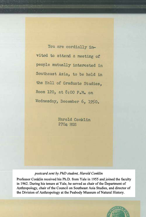 Postcard sent by PhD student Hal Conklin 1950