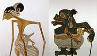 two wayang shadow puppets from the collection